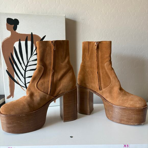 Simon Miller High Raid Platform Chunky Suede Leather Platform Brown Boot Size 38 - Picture 7 of 10